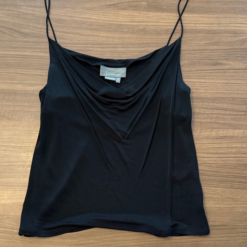 Anthropologie Black Draped Camisole